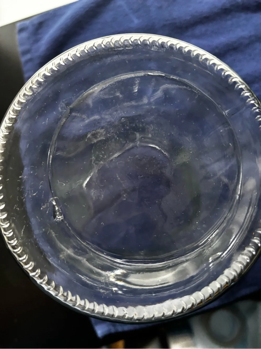 Vtg. Clear Glass Hourglass Vase